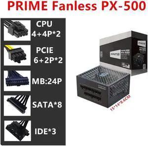 PSU For Seasonic Full Modular 80plus Titanium Zero Noise Without Fan 500W Power Supply  PRIME Fanless PX-500