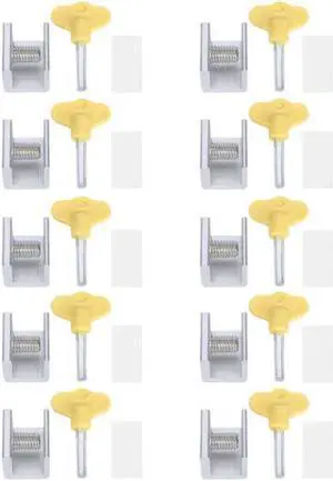 10 Set Jendela Geser Kunci Pengaman Pintu Geser Pembatas Kunci Keamanan Geser Paduan Aluminium dengan Kunci