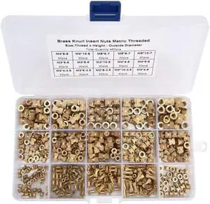460 Buah Mur Knurled M2 M3 M4 M5 Benang Wanita Kuningan Sisipan Berulir Sembarment Bermacam-macam Kit Sisipan Sekrup