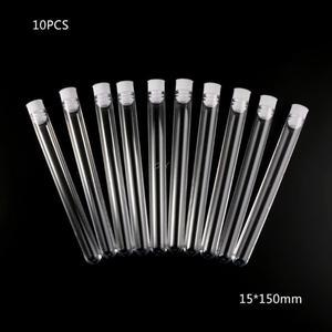 10Pcs Plastic Test Tubes Lab Test Tool With Screw Cap Transparent 15 * 150mm
