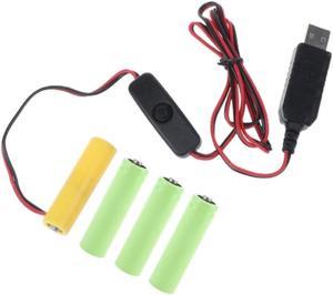 USB Power Supply Replace 4pc 1.5V AA for Clock Toy Light LED with Switch