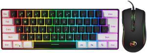 Colorful Luminous Gaming Keyboard and Mouse Sets 61  USB Wired RGB LED Backlit 3200 DPI for Windows PC
