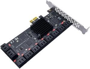 PCIE SATA III 20 Ports Controller Card Slots PCIe 2.0 1X to SATA3.0 Adapter 6Gbps Expansion Card for Chia Mining JMB575