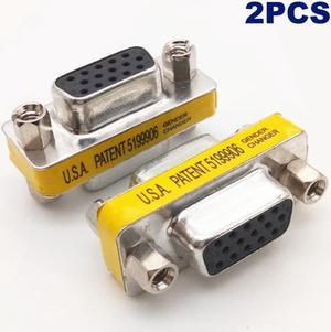 2PCS Female To Female Changer Adapter Male To Female For Monitor Projector