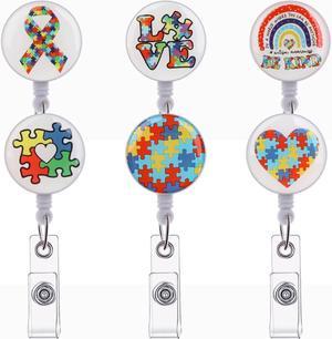 2022 Design Retractable Hospital Nurse Badge Holder Reel Awareness Badge Reel Rainbow Heart Ribbon Scroll