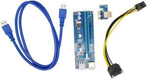 VER009S PCI-E Riser Card 009S PCI Express PCIE 1X to 16X Extender 1M 0.6M USB 3.0 Cable SATA to 6Pin Power for Video Card