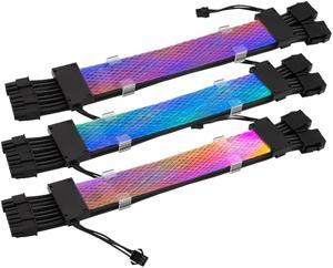 Dual Lamp Head (4+4) Dual 8Pin RGB Synchronous Color Illuminated Extension Cable For 3 Pin 8Pin Mesh CPU Extension Cable