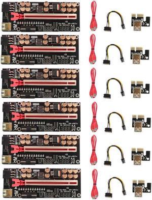 6pcs VER018 PRO PCI-E Riser Card PCI Express 1X To 16X Extender 6pin Adapter GPU Mining USB 3.0 PCIE Riser For Video Card
