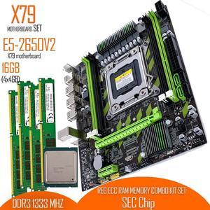 X79 Motherboard Set With LGA2011 Xeon E5 2650 V2 CPU 4* 4GB (16GB) ECC REG DDR3 RAM Server Memory 1333Mhz RJ45 Mainboard