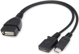 1pc 2 In 1 OTG Micro USB Host Power Y Splitter USB Adapter To Micro 5 Pin Male Female Cable