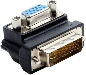 DVI-I 24+5 Male To VGA 15 Pin Female 90 Degree Right Angle Convertor Adapter HD Convertor Adapter 15 Pin VGA To DVI 24+5 Adaptor