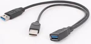 1pc Black USB 3.0 Female To Dual USB Male with Extra Power Data Y Extension Cable for 2.5"Mobile Hard Disk 1pc Black USB 3.0 Female To Dual USB Male with Extra Power Data Y Extension Cable for 2.5"Mobile Hard Disk