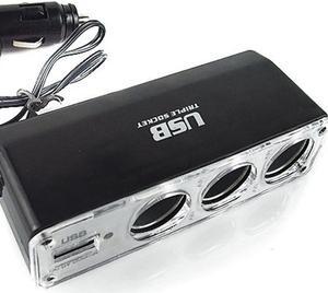 Hot 3 Way Multi Socket Car Cigarette Lighter Splitter USB Plug Charger DC 12V/24V Triple Adapter with USB Port  BX