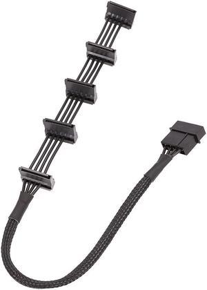 1 Pcs Practical Durable PC Server 4 pins IDE Molex 1 to 5 SATA Power Cable Adapter Splitter Cables 18AWG Black 40cm