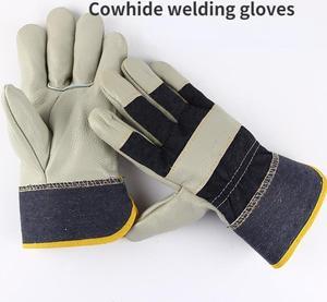 Work Gloves Cowhide Leather Men Working Welding Safety Protective Garden Sports MOTO Driver Wear-resisting Glove