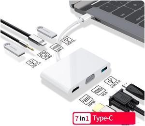 USB C HUB Type C to HDMI-compatible USB 3.0 Adapter 7 in 1 Type C HUB Dock for MacBook Pro Air USB C Splitte