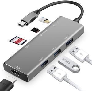 USB C HUB Type C to HDMI-compatible USB 3.0 Adapter 7 in 1 Type C HUB Dock for MacBook Pro Air USB C Splitter