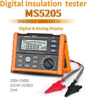 Insulation Resistance Tester PEAKMETER MS5205 Analog and Digital 2500V megger meter 0.01~100G Ohm with Multimeter