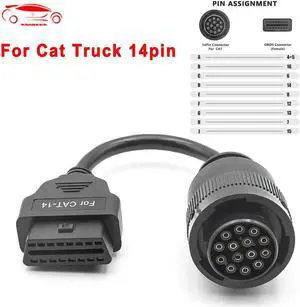 For Cat Truck 14pin OBD To OBD2 16Pin OBD 2 Extension Cable For Cat Truck OBD2 Connector Truck Diagnostic Scanner Tool For Cat Truck 14pin OBD To OBD2 16Pin OBD 2 Extension Cable For Cat Truck OBD2 Connector Truck Diagnostic Scanner Tool