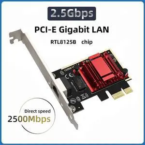 2.5G PCI-E To RJ45 Network Card RTL8125B Chip Gigabit Ethernet PCI Express Network Card 10/100/2500Mbps 1Gbps/2.5Gbps For PC 2.5G PCI-E To RJ45 Network Card RTL8125B Chip Gigabit Ethernet PCI Express Network Card 10/100/2500Mbps 1Gbps/2.5Gbps For PC