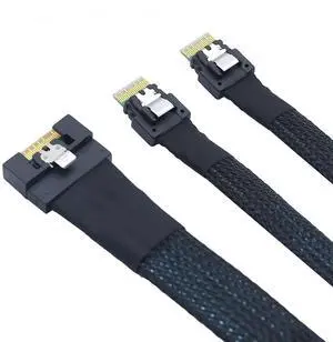 0.8M Slim SAS SFF-8654 8i 74pin Host to Mini SAS HD SFF-8654 4i 38pin Target Cable adapter 0.8M Slim SAS SFF-8654 8i 74pin Host to Mini SAS HD SFF-8654 4i 38pin Target Cable adapter