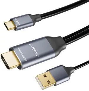 HDMI to USB C Adapter Cable 6.6ft 4K@60Hz with USB Power Adapter,HDMI Male to Type C Male Converter Support Touch for New MacBoo HDMI to USB C Adapter Cable 6.6ft 4K@60Hz with USB Power Adapter,HDMI Male to Type C Male Converter Support Touch for New MacBoo