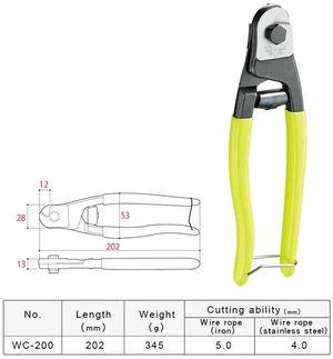 Tool Cable Cutter Electrician Shears Pliers Scissors Cutting Tools Wire Rope Cutters WC-200 Tool Cable Cutter Electrician Shears Pliers Scissors Cutting Tools Wire Rope Cutters WC-200