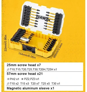 29-Piece Screwdriver Bit Set with Tough Case For Professional And Hobby Craftsmen Black/Yellow DT70734T-QZ 29-Piece Screwdriver Bit Set with Tough Case For Professional And Hobby Craftsmen Black/Yellow DT70734T-QZ