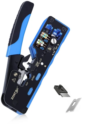 5 in 1 RJ45 CAT7 CAT6A Network Tool Kit with Crimp Tool,Mini Wire Stripper,CAT7 Connectors,Strain Relief Boots and blades 5 in 1 RJ45 CAT7 CAT6A Network Tool Kit with Crimp Tool,Mini Wire Stripper,CAT7 Connectors,Strain Relief Boots and blades