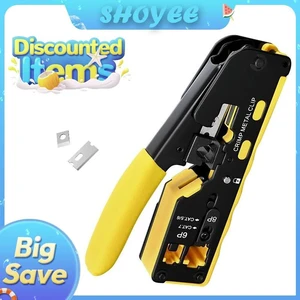 Rj45 Rj12 Rj11 Pass Through Crimp Plier Cat7 Cat6 Cat6A Cat5 Cat5e Stripping Crimping Tool with 8P/6P Ethernet Connectors Rj45 Rj12 Rj11 Pass Through Crimp Plier Cat7 Cat6 Cat6A Cat5 Cat5e Stripping Crimping Tool with 8P/6P Ethernet Connectors