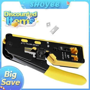 Rj45 Rj12 Rj11 Pass Through Crimp Plier Cat7 Cat6 Cat6A Cat5 Cat5e Stripping Crimping Tool with 8P/6P Ethernet Connectors Rj45 Rj12 Rj11 Pass Through Crimp Plier Cat7 Cat6 Cat6A Cat5 Cat5e Stripping Crimping Tool with 8P/6P Ethernet Connectors