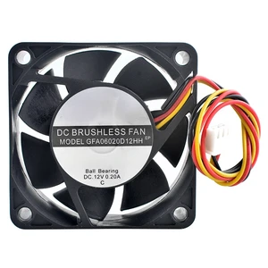 GFA06020D12HH 60mm 60x60x20mm DC12V 0.20A 3Pin Quiet Cooling Fan for Chassis CPU Power Supply Heat Dissipation GFA06020D12HH 60mm 60x60x20mm DC12V 0.20A 3Pin Quiet Cooling Fan for Chassis CPU Power Supply Heat Dissipation