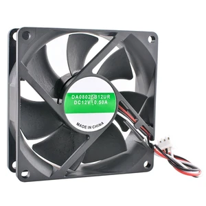 DA08025B12UR 80mm 80x80x25mm DC12V 0.50A 3Pin Dual Ball Bearing Cooling Fan 4800RPM for Inverter Power Supply DA08025B12UR 80mm 80x80x25mm DC12V 0.50A 3Pin Dual Ball Bearing Cooling Fan 4800RPM for Inverter Power Supply