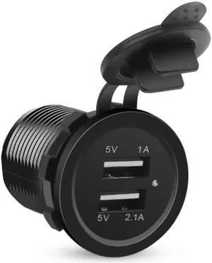 KEBIDU Universal encendedor cargador de coche USB vehículo DC12V-32V cargador USB doble resistente al agua 2 puerto hembra de alimentación de 5V 2.1A/1A