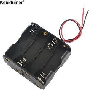Caja de soporte para almacenamiento con Clip de batería de 12V de plástico kebidumei para 8 Uds. Baterías AA con 6 cables conductores 58x61x30mm