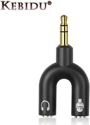 Divisor de 3,5mm, enchufe estéreo en forma de U, micrófono de Audio estéreo y auriculares, adaptadores divisores de auriculares para teléfono inteligente, reproductor de MP3 y MP4