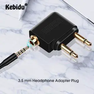 Kebidumei-enchufe del adaptador de auriculares Universal para avión, convertidor de Audio macho a hembra, Color dorado, 2 uds., 3,5mm