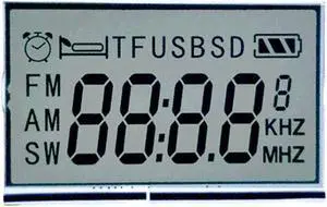 Pantalla LCD de código de segmento blanco y negro de 1,85 pulgadas para radio, pantalla LCD de audio cuadrada