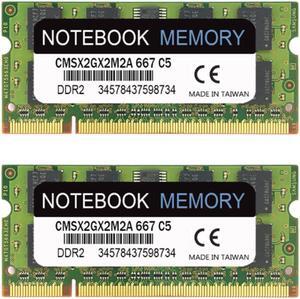 MEMORY 4GB Kit (2X 2GB Modules) PC2-5300 667MHz DDR2 2GB 240PIN Memory ,Unbuffered Notebook Laptop Memory Modules