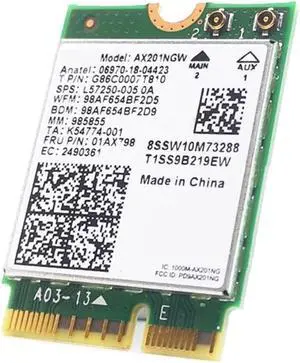 Network Card AX201 NGW WiFi 6 3000Mbps M.2 CNVio2 Bluetooth 5.0 WiFi Adapter for Windows10 64 Bit