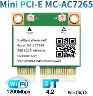 WiFi Card MC-AC7265 Mini PCI-E 1200Mbps Bluetooth 4.2 Dual Band 2.4G 5G Adapter for Win7 Win 8 Win 10