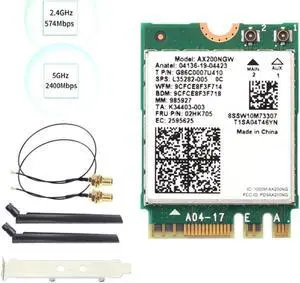 WiFi Adapter AX200NGW WiFi 6 M.2 NGFF 3000Mbps Bluetooth 5.1 2.4G 5G Dual Band 802.11Ax Network Card with 2X6DB Antenna