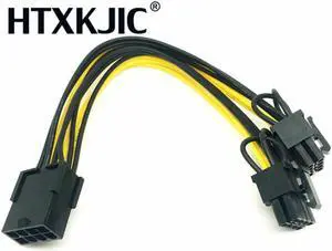 Venda imperdível cabo de alimentação 5 argolas cpu 8pin fêmea para duplo pci-e pci express 8p( 6 + 2 pinos) macho fio 18awg para placa gráfica para btc