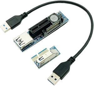 USB 3.0 PCI-E X1 Extender Cable Power SATA Extension Cord PCI Express 1X Riser Expansion Card for PC Network Cards Graphics Card