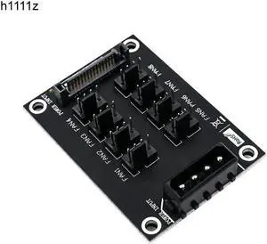 Fan Hub Computer 12V Mini Fan Controller Molex 4Pin SATA 15Pin Power 8Port 4Pin Fan Splitter Hub for PC Desktop RGB CPU Fans Hub