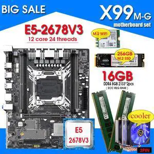 X99 motherboard combo with Xeon E5 2678 V3 LGA2011-3 CPU 2pcs X 8GB = 16GB DDR4 memory   NVME 256GB  WIFI card