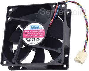 Hydraulic Bearing PWM FOUR PINS  CPU FAN  8025 8CM DC12V 0.5A Fan DL08025R12U For AVC