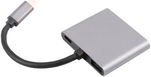 4 in 1 Type C Adapter USB C to Dual HDMI-Compatible PD USB 3.0 Charge Port USB-C Converter Cable for