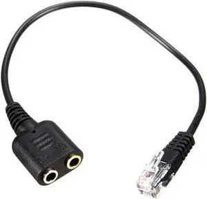 2pcs/lot 25cm Dual 3.5mm Audio Jack Female to Male RJ9 Plug Adapter Convertor Cable PC Computer Headset Telephone Using