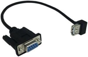 RS232 DB9 Female to USB 2.0 A Female Serial Cable Adapter Converter 8" Inch 25cm